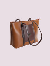 Two-Tone Structured Tote Bag Brown